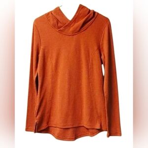 Ascend Waffle Knit Rust Thermal Hoodie. Medium